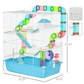 Hamster Cage With Tubes And Tunnels, Portable Carry Handles, Rat House And Habitats Big 5-Tier Design, Mouse Cage Includes Exercise Wheel, Water Bott