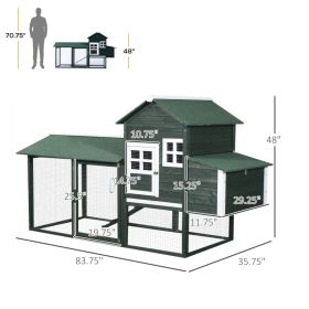 Wooden Chicken Coop, Hen House Outdoor With Run Nesting Box, Asphalt Roof, Removable Tray, Multiple Packages Shipped. Please Pay Attention To The Dim