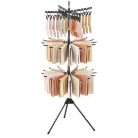 3-Tier Foldable Tripod Clothes Drying Rack With 24 Clips & 32 Rods, 70 Space Saving Laundry Dryer