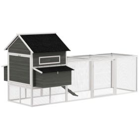 137" Wooden Chicken Coop for 4-6 Chickens, Backyard, Dark Gray