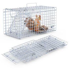 2Pcs 18x8x10In Humane Single Door Live Animal Trap For Spring Summer Collapsible Galvanized Iron Animal Cage Catch And Release For Small Squirrel Rac