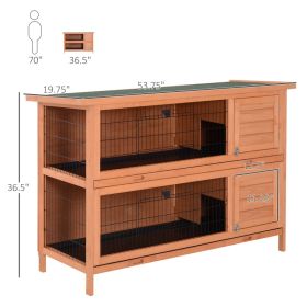 2-Story Large Rabbit Hutch Bunny Cage Wooden Pet House Small Animal Habitat With Lockable Doors, No Leak Tray And Waterproof Roof For Rabbits, Chicke