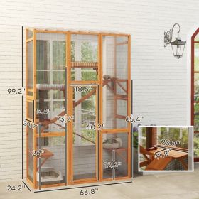 Outdoor Catio Cat Enclosure, Large Wooden Cat House With 6 Jumping Platforms, Scratching Post.For Multiple Packages Shipped, Please Pay Attention To
