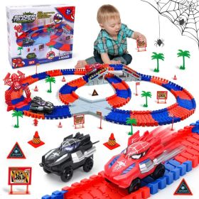 Spider-Themed Flexible Track Toy Set Includes Black And Red Spider Cars,Pickup Only