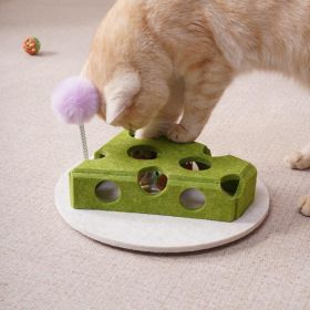 Cat Puzzle Toy With Ball And Spring-loaded Wand Felt Indoor Cat Toy Box Suction Cup Base Treat Puzzle Helps Cats Play Independently And Improves Thei (Option: Green)