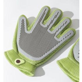 2-in-1 Pet Grooming Gloves & Brushes For Cats And Dogs High-Efficiency Hair Removal & Massage GlovesDouble-Sided Hair RemovalAnti-Scratch & Bite Prot (Option: Green)