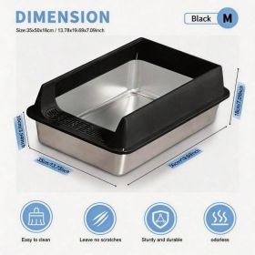 Stainless Steel Cat Litter Box, Large Open Top Litter Box With Anti Splash High Sides, Anti Tracking Pedal, Easy To Clean, Non Stick, Odor Resistant (Option: M10-Black)