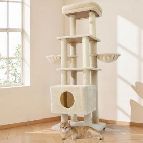 Gardner Pets Large Cat Tree For Medium To Large Cats, Heavy-Duty Cat Tower With Scratch Post And Washable Top Perch. Self-pickup Orders Supported Via (Option: 6Tier Basic Version Beige)