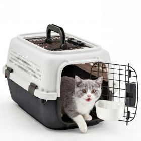 Hard-Sided Dog And Cat Carrier, TSA Airline Approved, For Small To Medium Pets, Travel Crate With Handle, Ventilated Design (Option: White black)