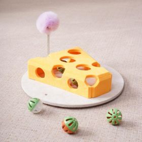Cat Puzzle Toy With Ball And Spring-loaded Wand Felt Indoor Cat Toy Box Suction Cup Base Treat Puzzle Helps Cats Play Independently And Improves Thei (Option: Yellow)