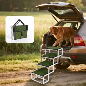 Foldable Dog Ramp For Cars, SUVs, Trucks, Portable Pet Dog Stairs For Large Dogs With Non-Slip Surface & Reinforced Design, Lightweight Yet Sturdy Su (Option: Green)