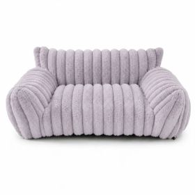 Cute Cat Couch For Pets - Fluffy Cat Beds With Premium Soft Corduroy Fleece, Fuzzy Cats Beds For Indoor Cats With Removable Washable Cover, Supportiv (Option: Light grey-S)