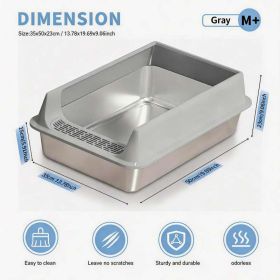 Stainless Steel Cat Litter Box, Large Open Top Litter Box With Anti Splash High Sides, Anti Tracking Pedal, Easy To Clean, Non Stick, Odor Resistant (Option: M15-Gray)