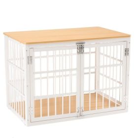 Sturdy Dog Crate Furniture, Heavy Duty Kennel For Large & Medium Dogs, Indoor Use (Option: Natural  42IN)