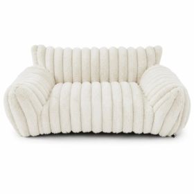 Cute Cat Couch For Pets - Fluffy Cat Beds With Premium Soft Corduroy Fleece, Fuzzy Cats Beds For Indoor Cats With Removable Washable Cover, Supportiv (Option: White-S)