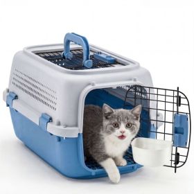 Hard-Sided Dog And Cat Carrier, TSA Airline Approved, For Small To Medium Pets, Travel Crate With Handle, Ventilated Design (Option: Grey blue)