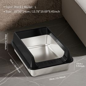 Only Self Pickup---Stainless Steel Cat Litter Box (Option: L15  Black LSJ1)